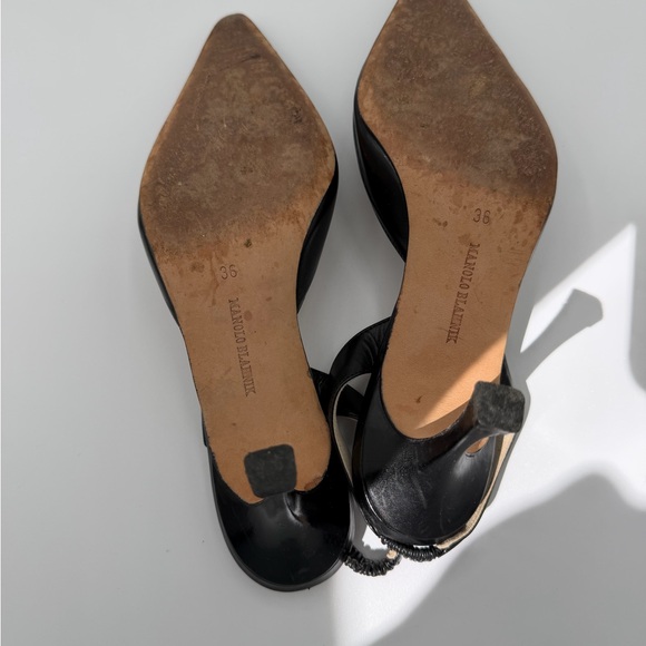 Manolo Blahnik Black Slingback Leather Heels Size 36 - Picture 4 of 4